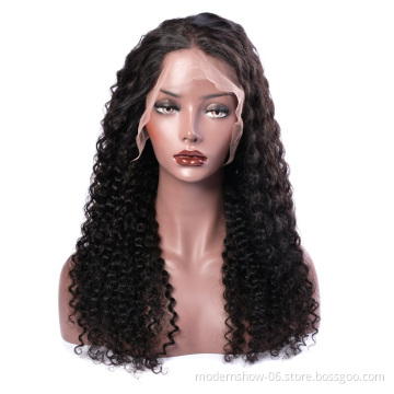 100% Virgin Cuticle Aligned Indian Hair Wig Modern Show Unprocessed Curly Wave Human Hair Lace Front Wigs